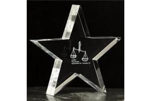 Optical crystal star 130mm high in a satin lined box 
