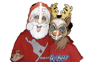 Masks: Santa, Rudolph, Snowman, Clown