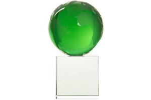 80Mm Green Globe On A 60Mm Cube