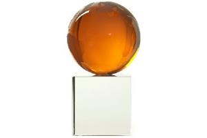 80Mm Orange Globe On A 60Mm Cube