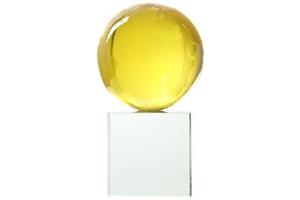 80Mm Yellow Globe On A 60Mm Cube