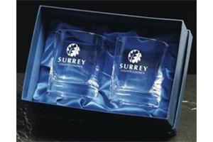 Pair of crystal square tumblers