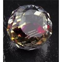 Optical Crystal 50mm facetted sphere with satin lined box