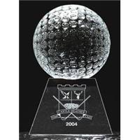 Optical Crystal 80mm golf ball on pyramid base 135mm hi