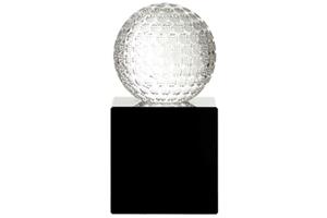 Optical Crystal 50mm golf ball on a 50mm clear cube 95m