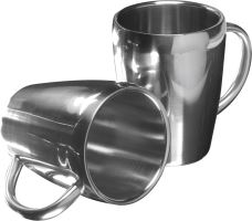 Set of two steel mugs