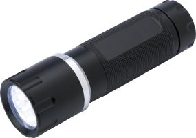 Steel torch with 9 LED lights.