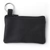 Leather key wallet with metal ring and zipper.