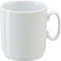 Stackable porcelain mug.