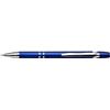 Plastic retractable ballpen with blue ink.