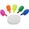 Hand shaped five colour plastic text maker.