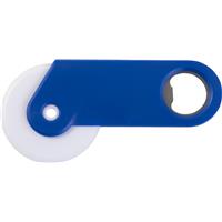 Plastic pizza cutter and bottle opener.