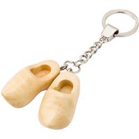 Steel key ring with two wooden Dutch shoes.