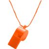 Plastic whistle with neck cord. (sold 48pc per box)