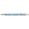 Aluminium ballpen with blue ink.