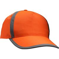 Cap with five panels and reflective strips.