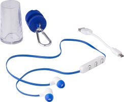 Plastic Bluetooth earphones. 