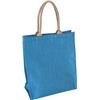 Jute shopping bag with short handles.