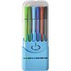 12 Water-based felt tip pens in a transparent plastic case.