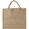 Jute shopping bag with short handles.