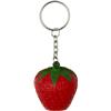 Key ring with anti-stress fruit shaped item.