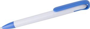 Plastic ballpen with blue ink. 