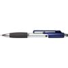 Plastic ballpen with black ink and rubber stylus.