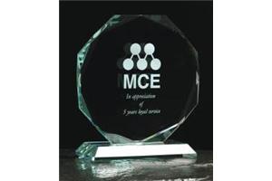Jade Green Large Octagon Award 185mm high in a satin lined box