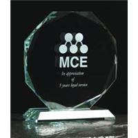 Jade Green Large Octagon Award 185mm high in a satin lined box