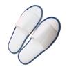 Pair of slippers, open toe, white terry with coloured band and with EVA sole