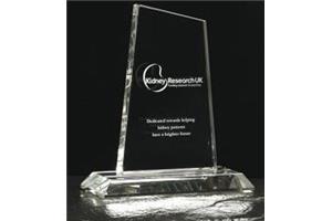 Optical Crystal Large Peak Trophy 210mm high in a satin