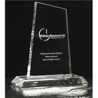 Optical Crystal Large Peak Trophy 210mm high in a satin