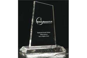 Optical Crystal Medium Peak Trophy 170mm high in a sati