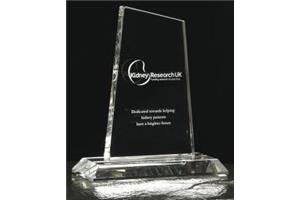 Optical Crystal Small Peak Trophy 130mm high in a satin