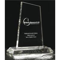 Optical Crystal Small Peak Trophy 130mm high in a satin