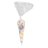 250gr Sweet cones with printed label and filled with base category sweet, sugar 