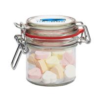 125ml/290gr Glass jar filled with sugar hearts