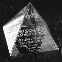 Optical Crystal 50mm pyramid in a satin lined box 