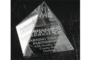 Optical Crystal 60mm pyramid in a satin lined box 
