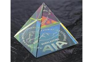 Optical Crystal 60mm pyramid with spectral finish in a satin box