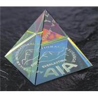 Optical Crystal 60mm pyramid with spectral finish in a satin box