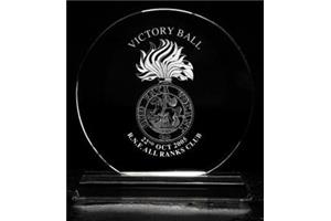 Optical Crystal Trophy Circle 185mm high in a satin lined box