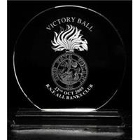 Optical Crystal Trophy Circle 185mm high in a satin lined box
