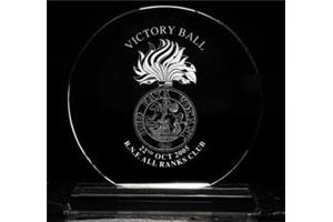 Optical Crystal Trophy Circle 100mm high in a satin box